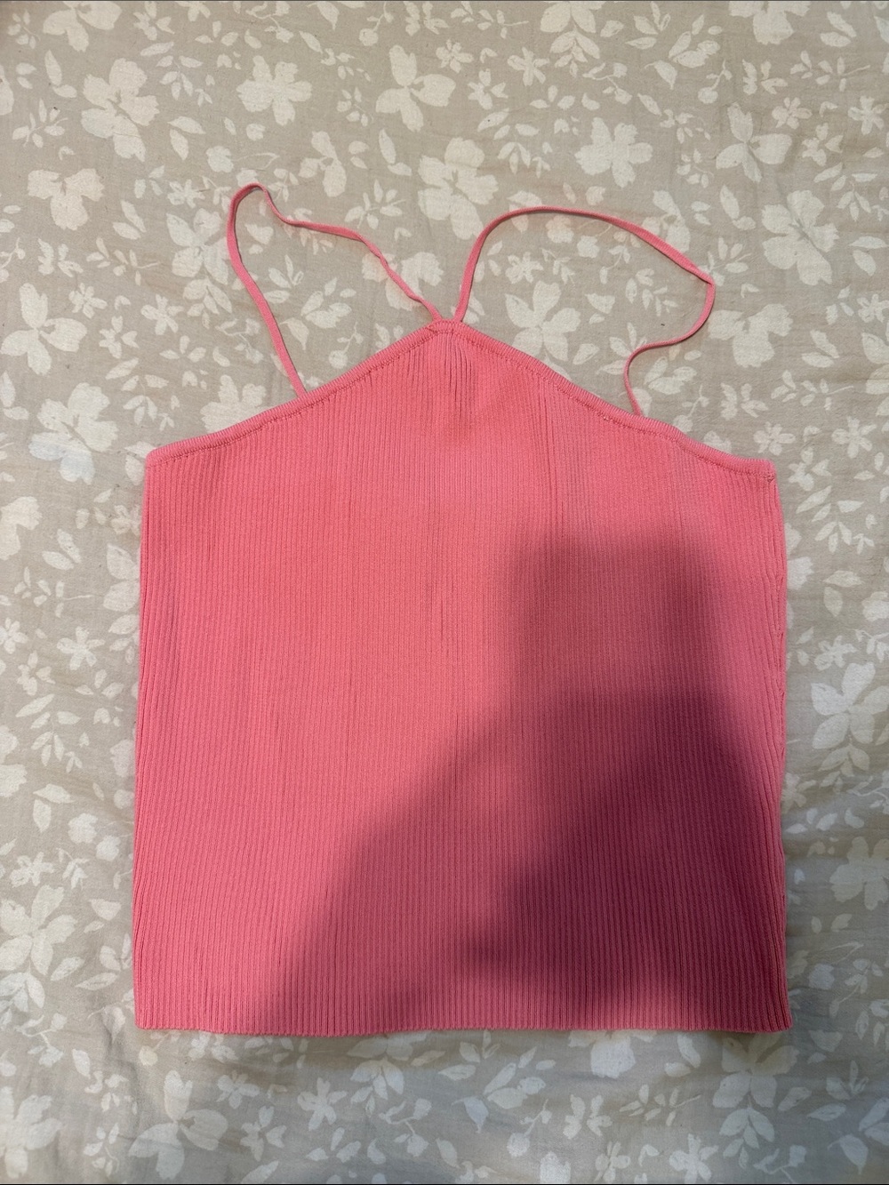 Deluc Pink Ribbed Spaghetti Strap Cami